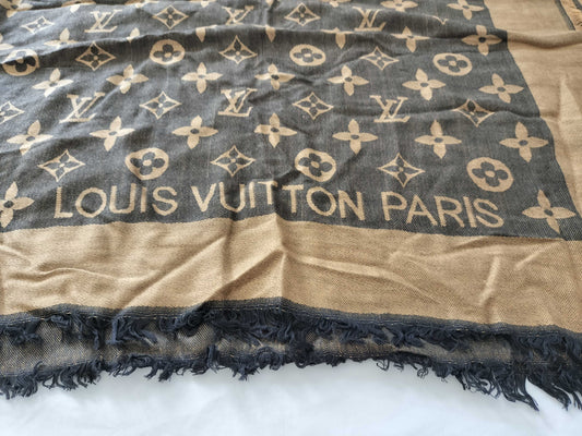 LOUIS VUITTON Monogram Large Fringe Stole*1 Scarf