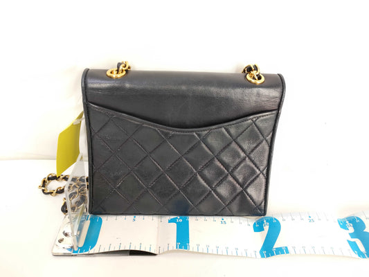CHANEL Matelasse Lambskin Chain Shoulder Bag in Black