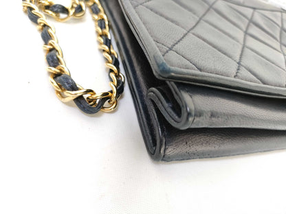 CHANEL Matelasse Lambskin Chain Shoulder Bag in Black