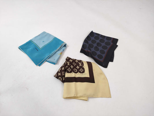 LOUIS VUITTON Monogram and 3 other Chanel scarves