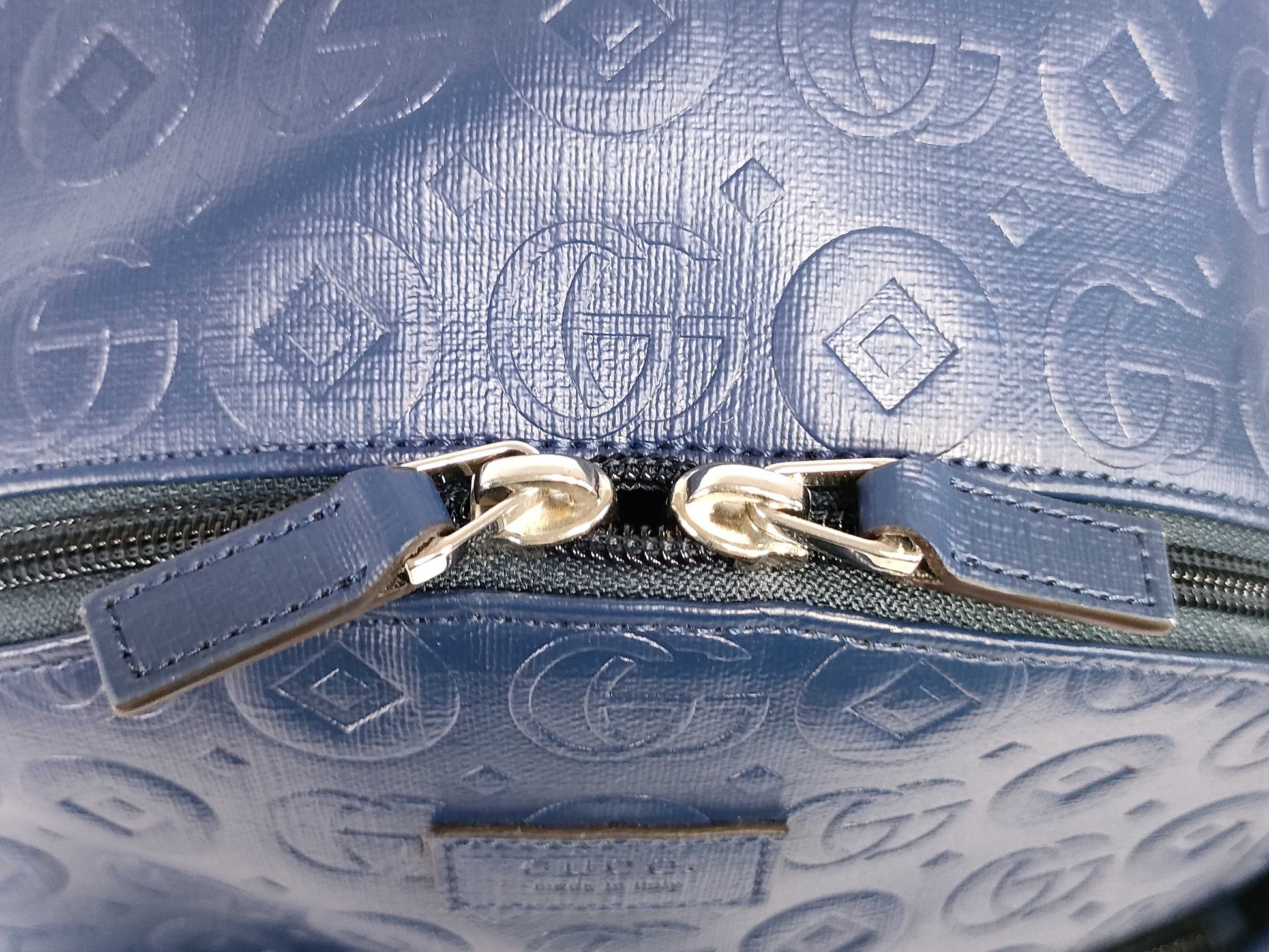 GUCCI Double G Blue Backpack Geometric Rucksack
