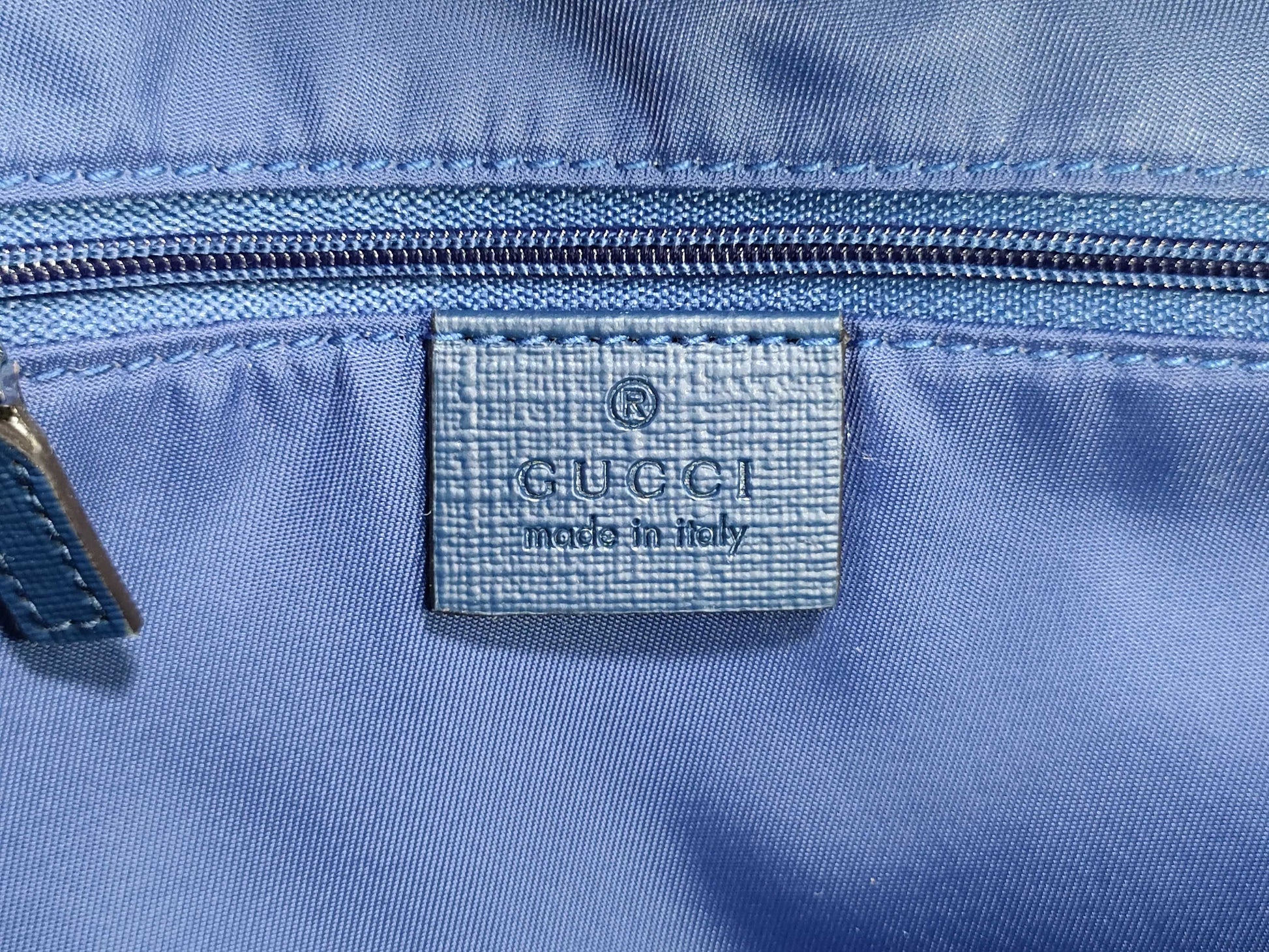 GUCCI Double G Blue Backpack Geometric Rucksack