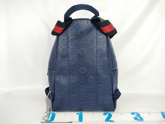 GUCCI Double G Blue Backpack Geometric Rucksack
