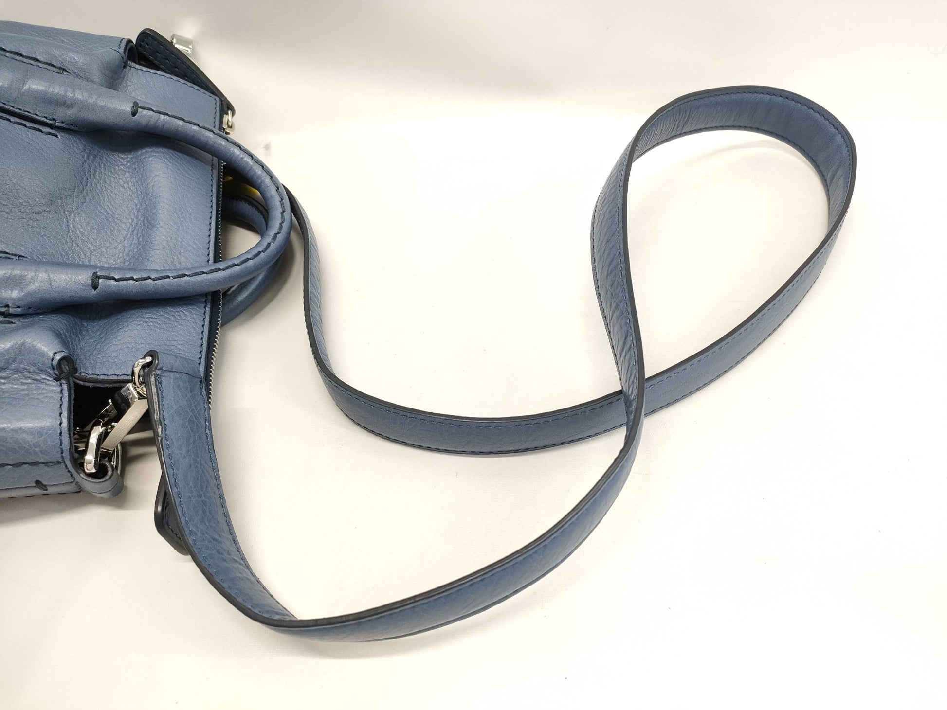 HIROFU Leather 2-Way Indigo Handbag