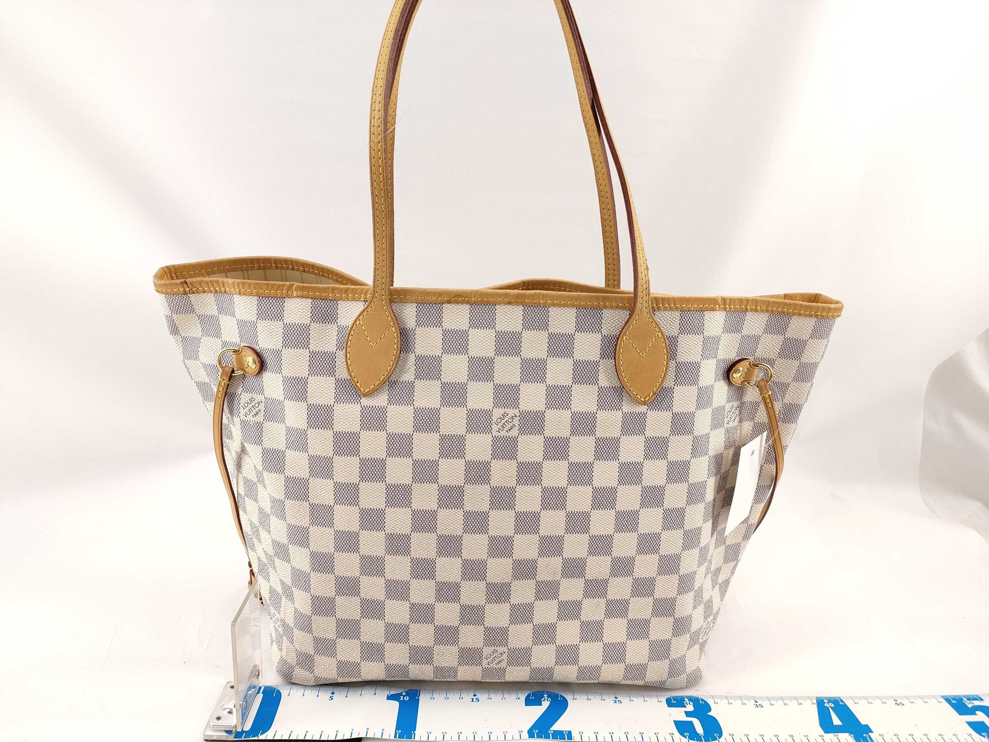 LOUIS VUITTON Damier Azur Neverfull MM Tote Bag with Pouch