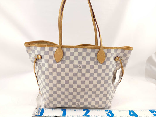 LOUIS VUITTON Damier Azur Neverfull MM Tote Bag with Pouch