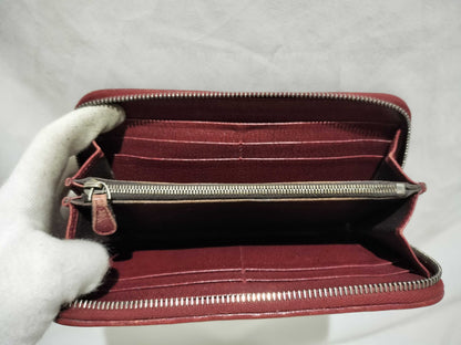 BOTTEGA VENETA Intrecciato Long Wallet, Round Leather, Red