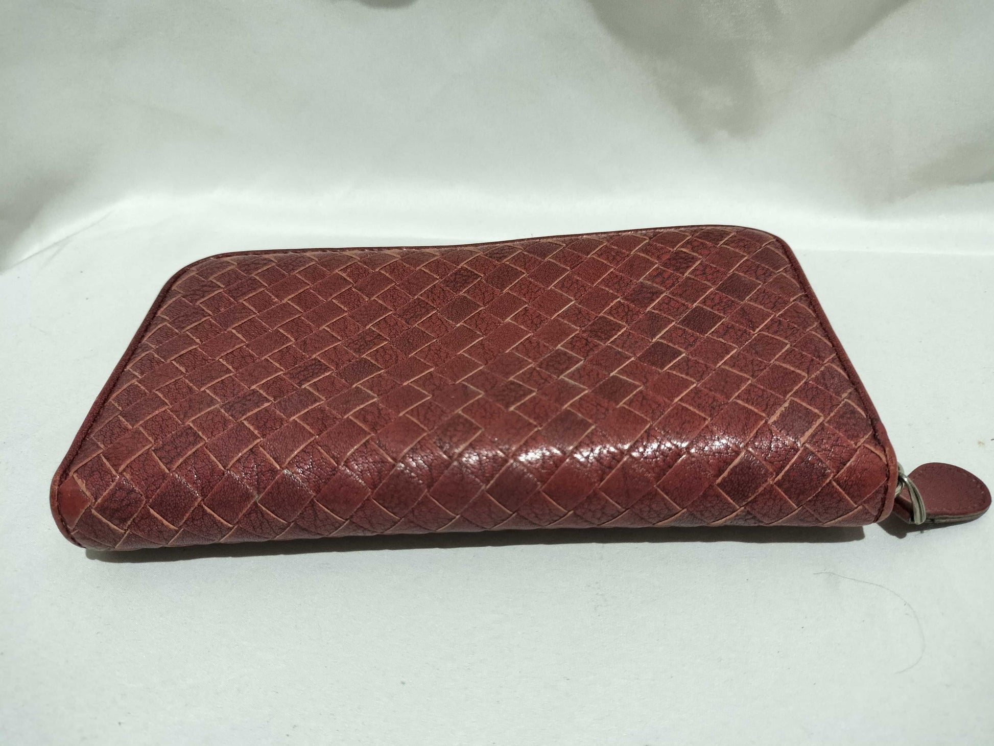 BOTTEGA VENETA Intrecciato Long Wallet, Round Leather, Red