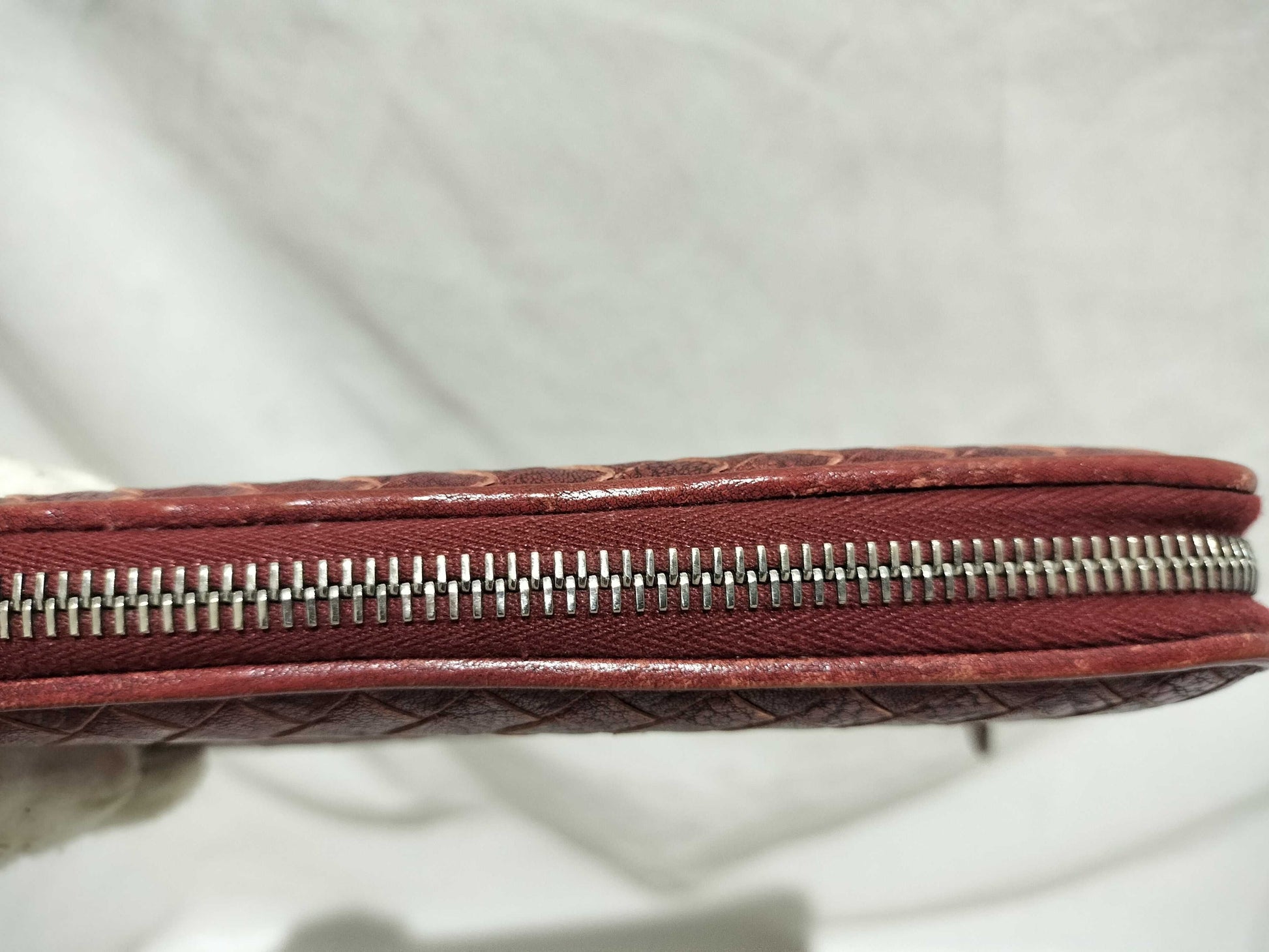 BOTTEGA VENETA Intrecciato Long Wallet, Round Leather, Red