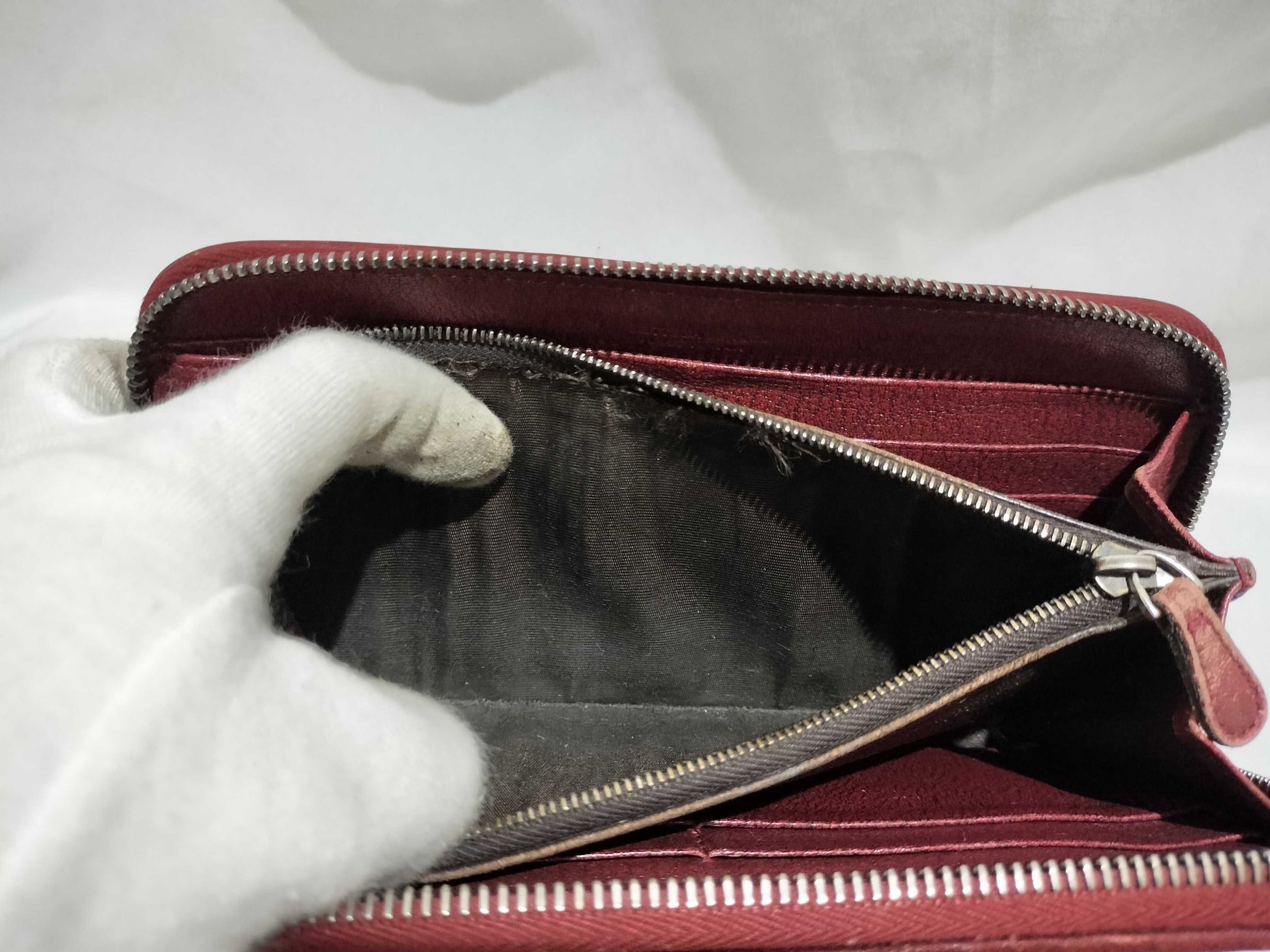 BOTTEGA VENETA Intrecciato Long Wallet, Round Leather, Red