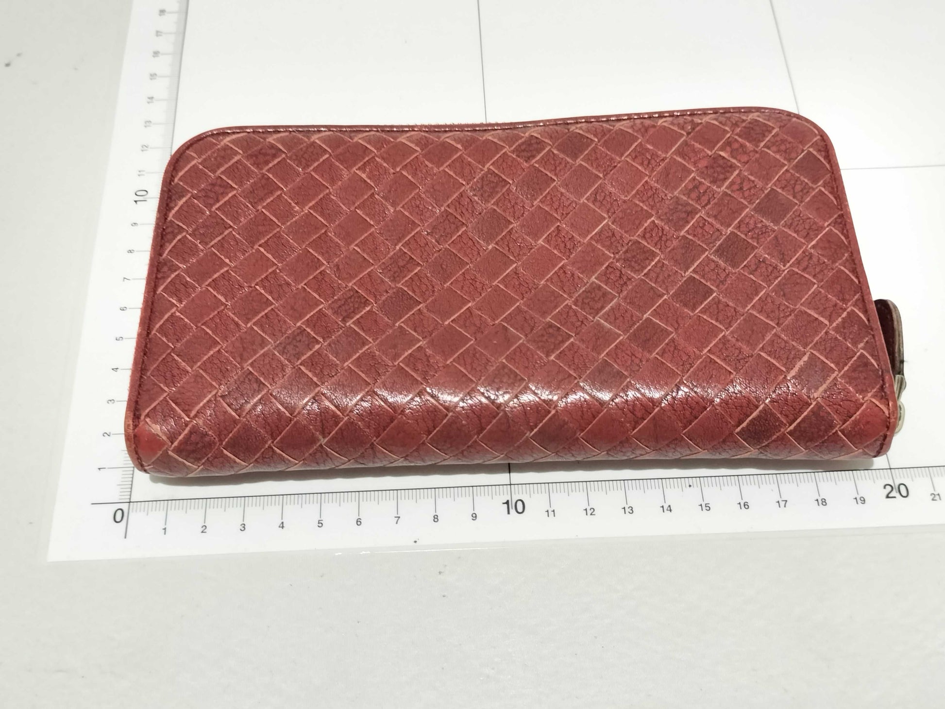BOTTEGA VENETA Intrecciato Long Wallet, Round Leather, Red