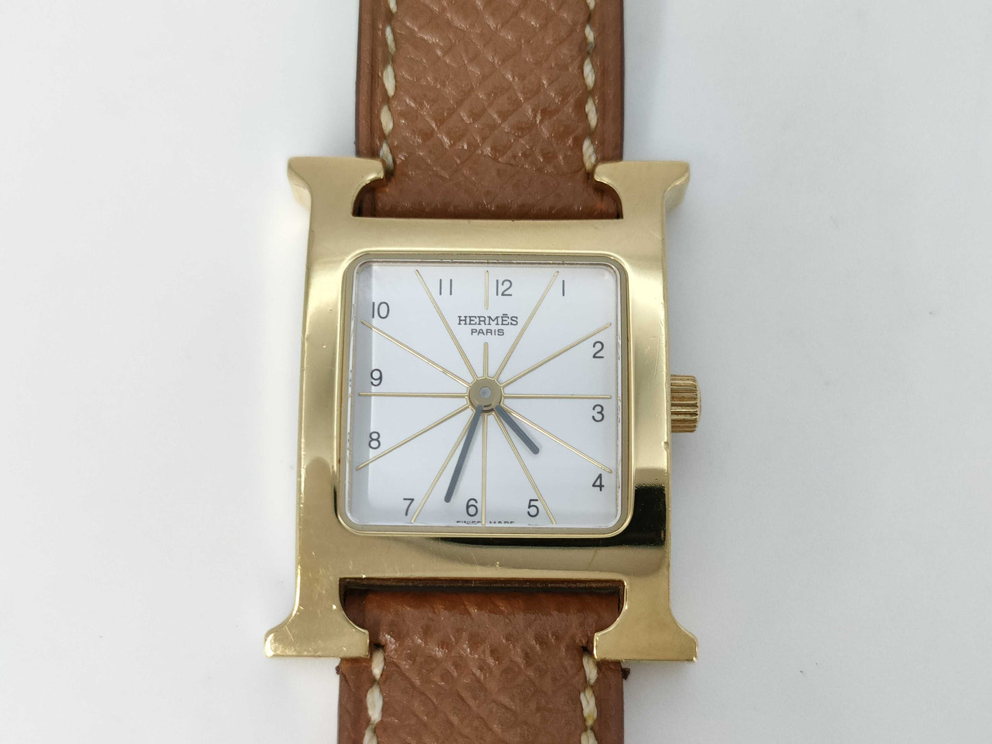 HERMES H Watch HH1.201 □E 1137202 White Dial Quartz Women's Watch
