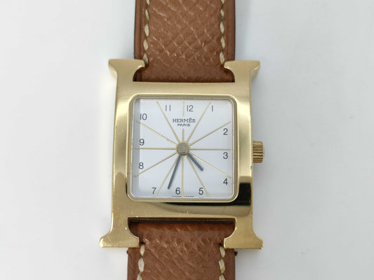HERMES H Watch HH1.201 □E 1137202 White Dial Quartz Women's Watch