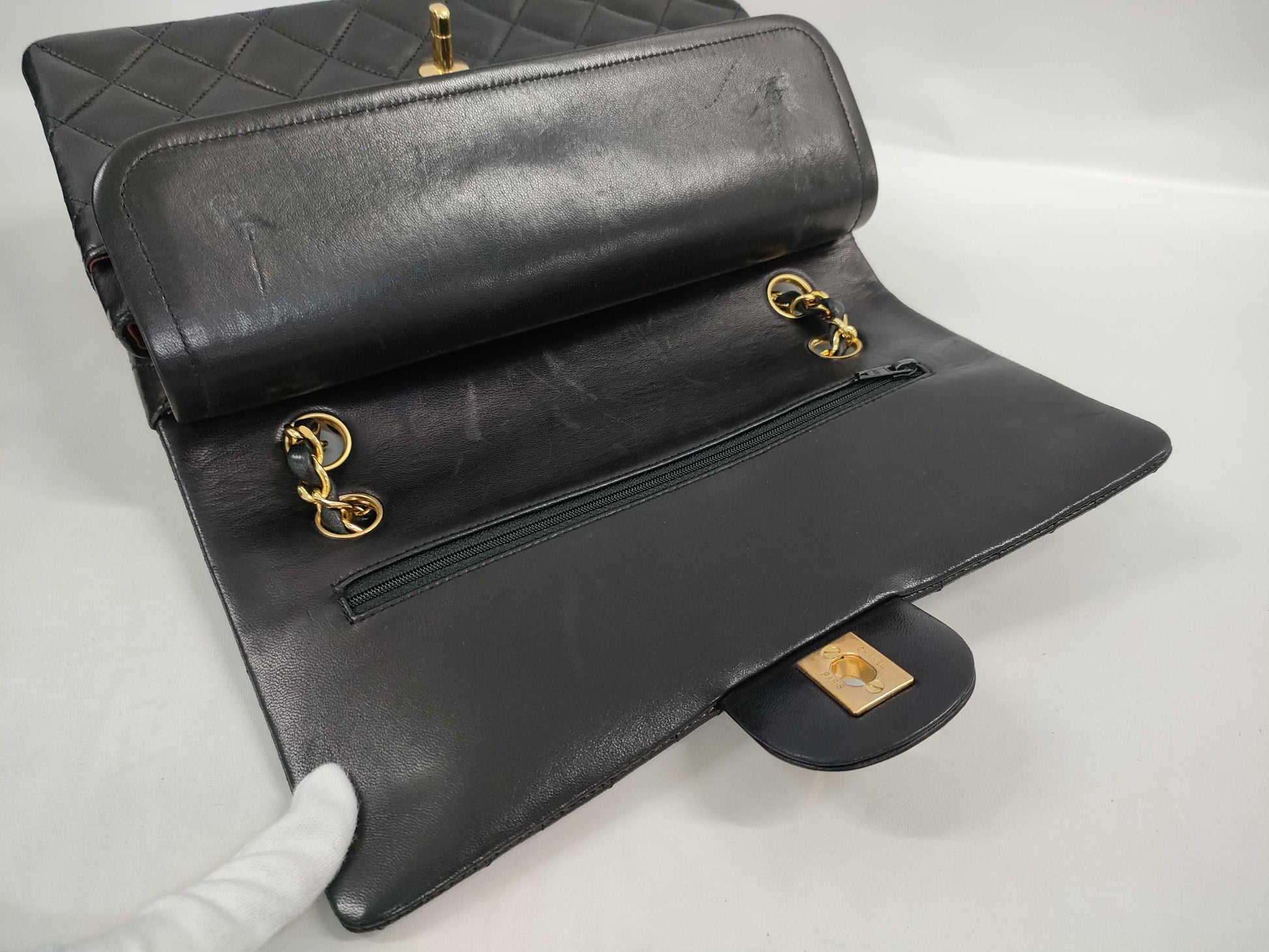 CHANEL Lambskin Matelasse Double Flap 25 0 Series Chain Shoulder Bag