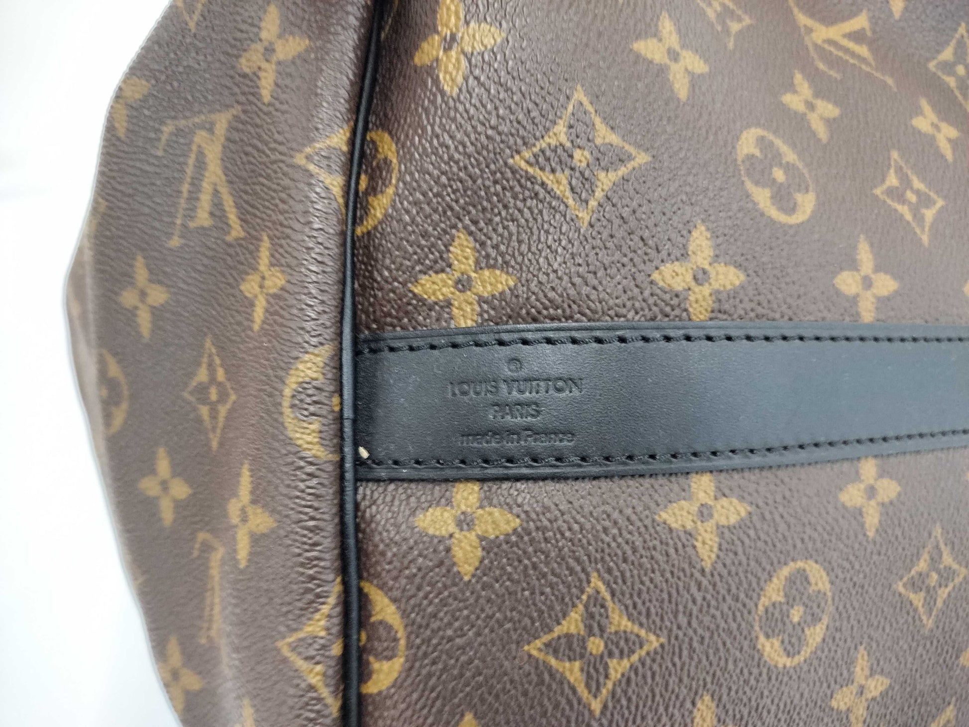 LOUIS VUITTON Monogram Macassar Keepall 55 Bandouliere Black Boston Bag M5671