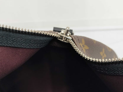 LOUIS VUITTON Monogram Macassar Keepall 55 Bandouliere Black Boston Bag M5671