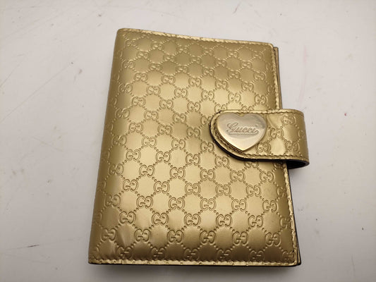 GUCCI 245946・0416/Micro GG/Heart/Notebook/Gold Notebook Cover