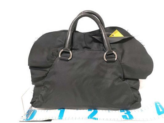PRADA Nylon Frill Handbag Tessuto with Padlock and Key