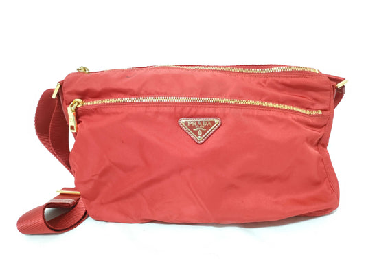 PRADA Nylon Shoulder Bag Red Shoulder Bag