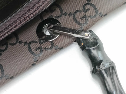 GUCCI Bamboo Hand Canvas Handbag