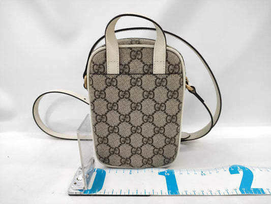 GUCCI GG Supreme 671682 Ophidia Beige x Navy Shoulder Bag