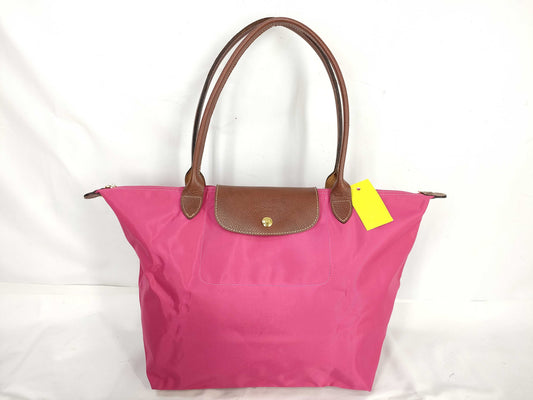 LONG CHAMP Le Pliage Pink Nylon and Leather Handbag