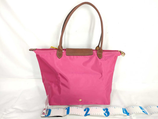 LONG CHAMP Le Pliage Pink Nylon and Leather Handbag