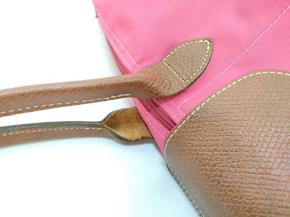 LONG CHAMP Le Pliage Pink Nylon and Leather Handbag