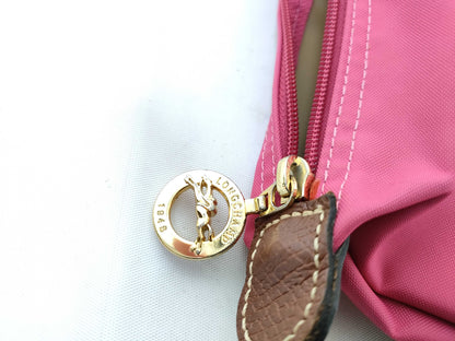 LONG CHAMP Le Pliage Pink Nylon and Leather Handbag
