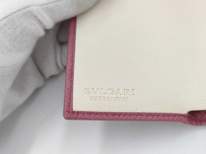 BVLGARI B.zero1 Pink Logo Clip Tri-fold Wallet