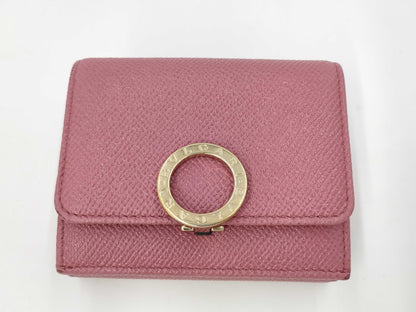 BVLGARI B.zero1 Pink Logo Clip Tri-fold Wallet