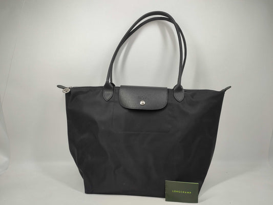 LONG CHAMP Pliage Nylon Black Tote Bag