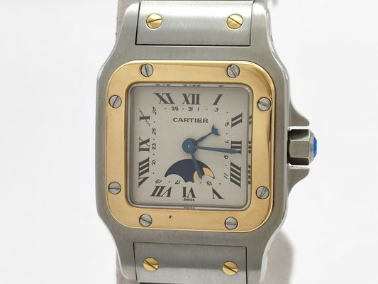 Cartier Santos Galbe SM 03630 119902 Quartz Moon Face Women's Watch