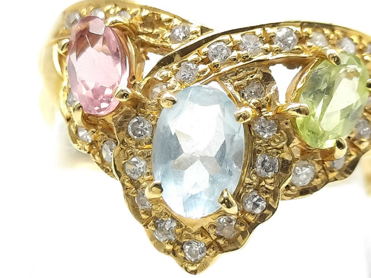 Colored Diamond K18 Ring, 4.3g 