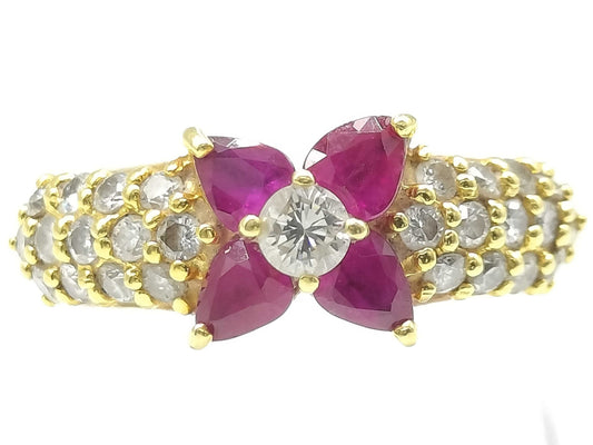 R 0.82ct D 0.52ct K18 4.1g Ring 
