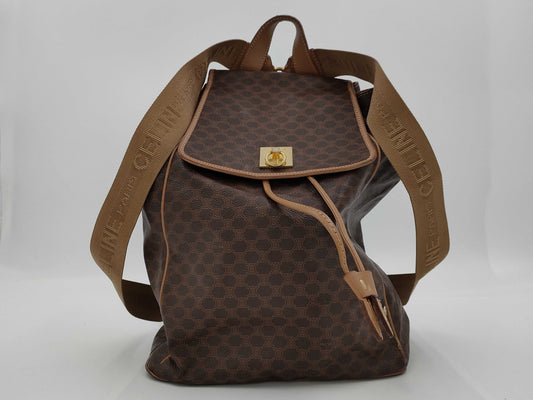 CELINE PVC Nylon Backpack with Gold Hardware