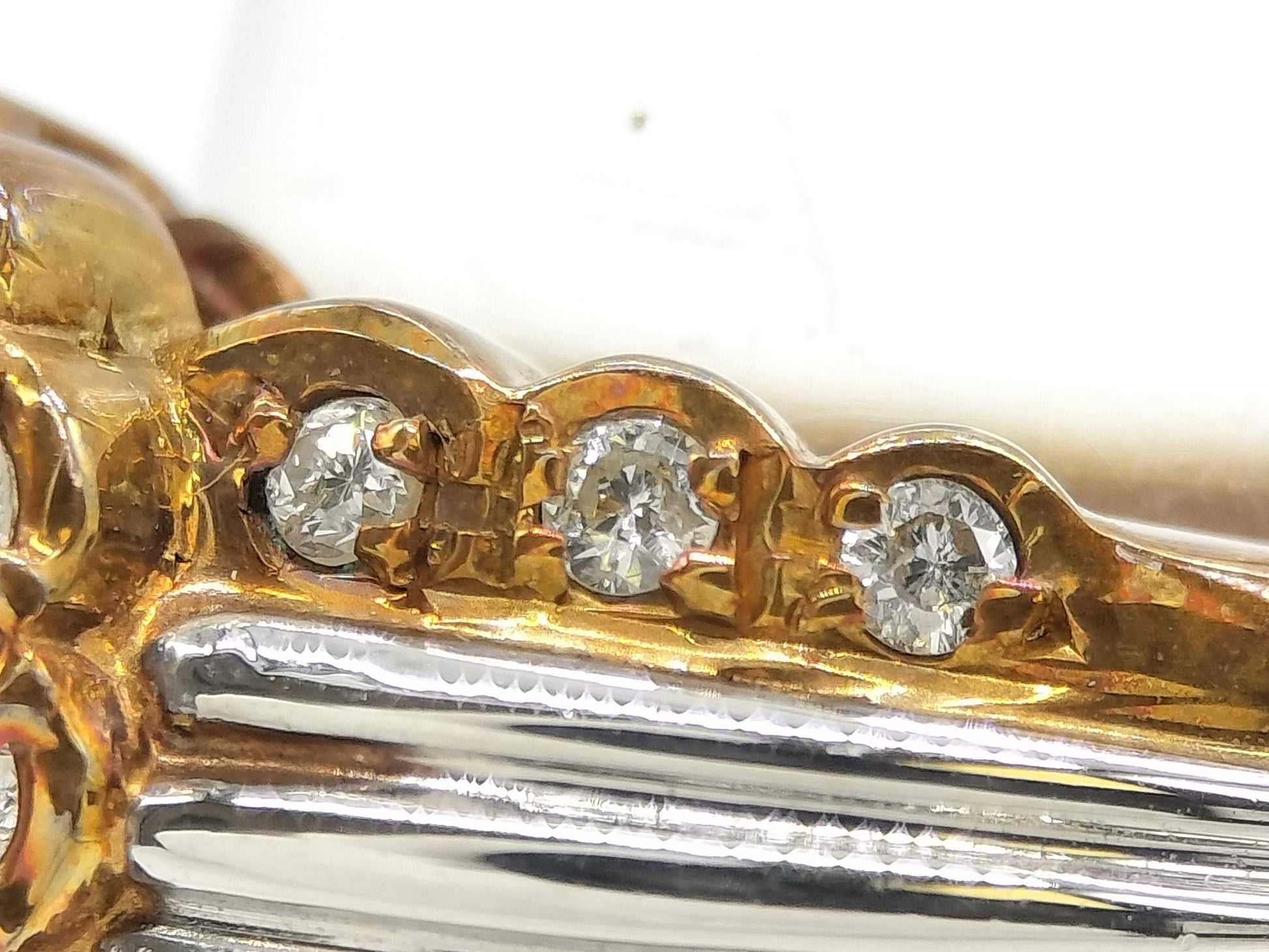 R0.71ct D0.40ct K18/PT850 6.1g Ring 