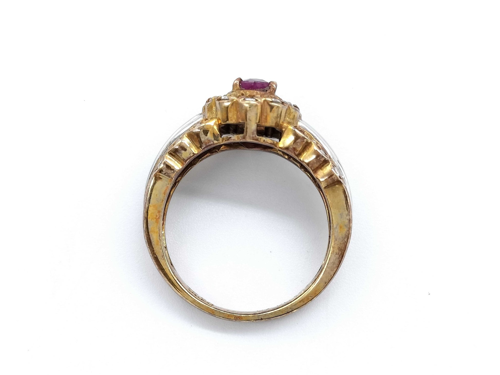 R0.71ct D0.40ct K18/PT850 6.1g Ring 