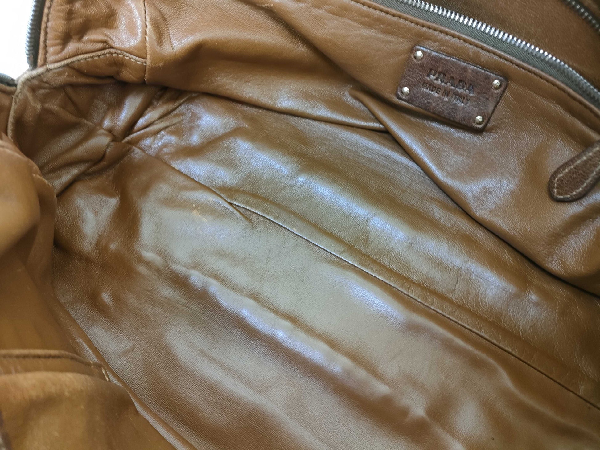 PRADA Leather Tote with Padlock, Brown Handbag