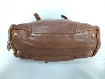 PRADA Leather Tote with Padlock, Brown Handbag