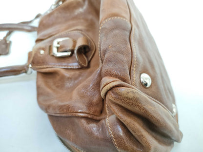 PRADA Leather Tote with Padlock, Brown Handbag
