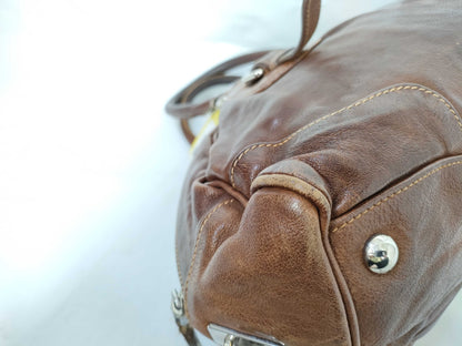 PRADA Leather Tote with Padlock, Brown Handbag