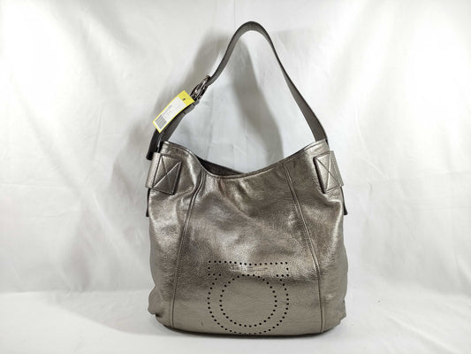 Salvatore Ferragamo Gancini Perforated Leather Shoulder Bag/Handbag