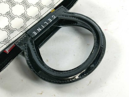 CELINE Patent Mini Handbag, White/Black