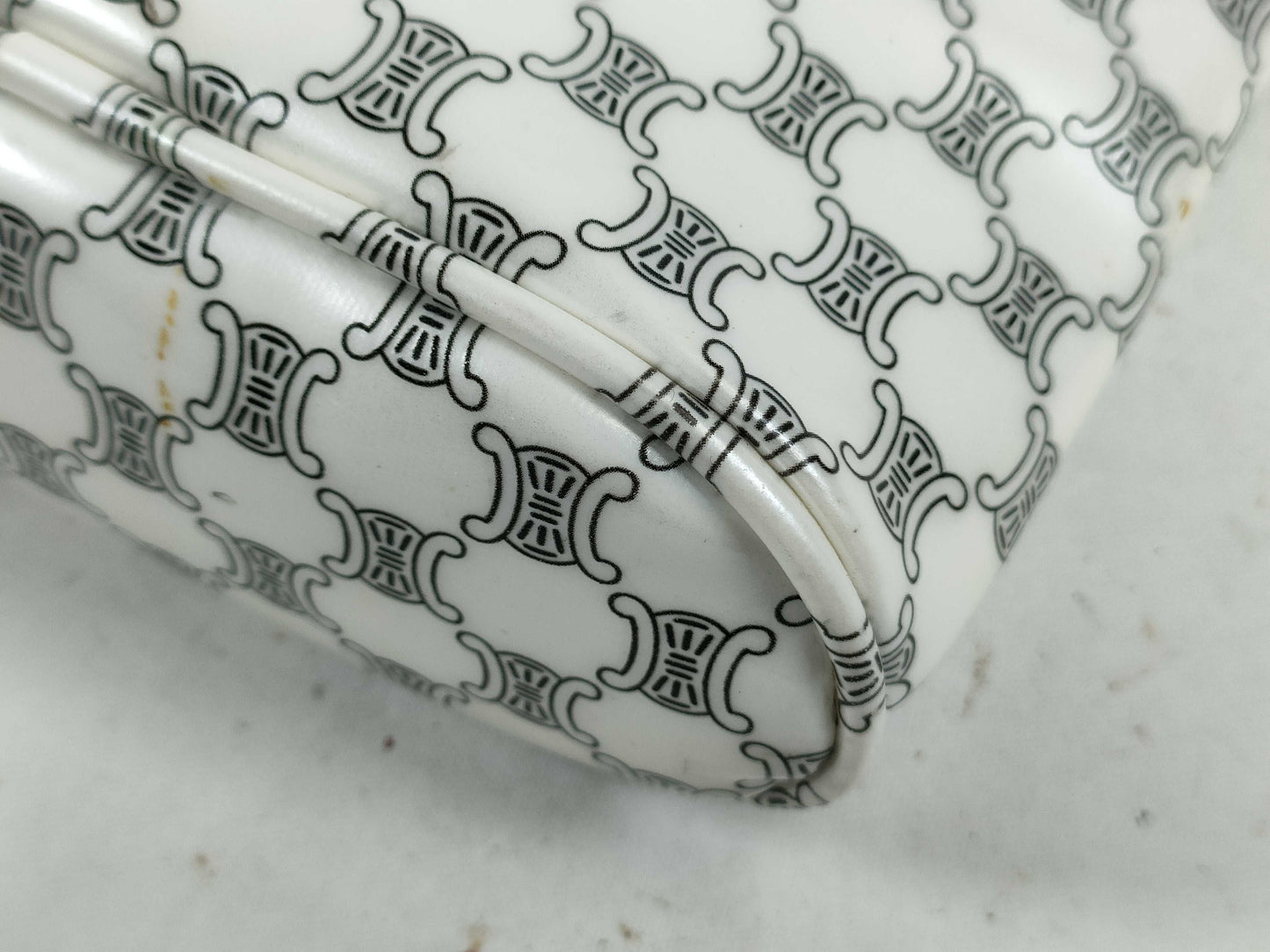 CELINE Patent Mini Handbag, White/Black