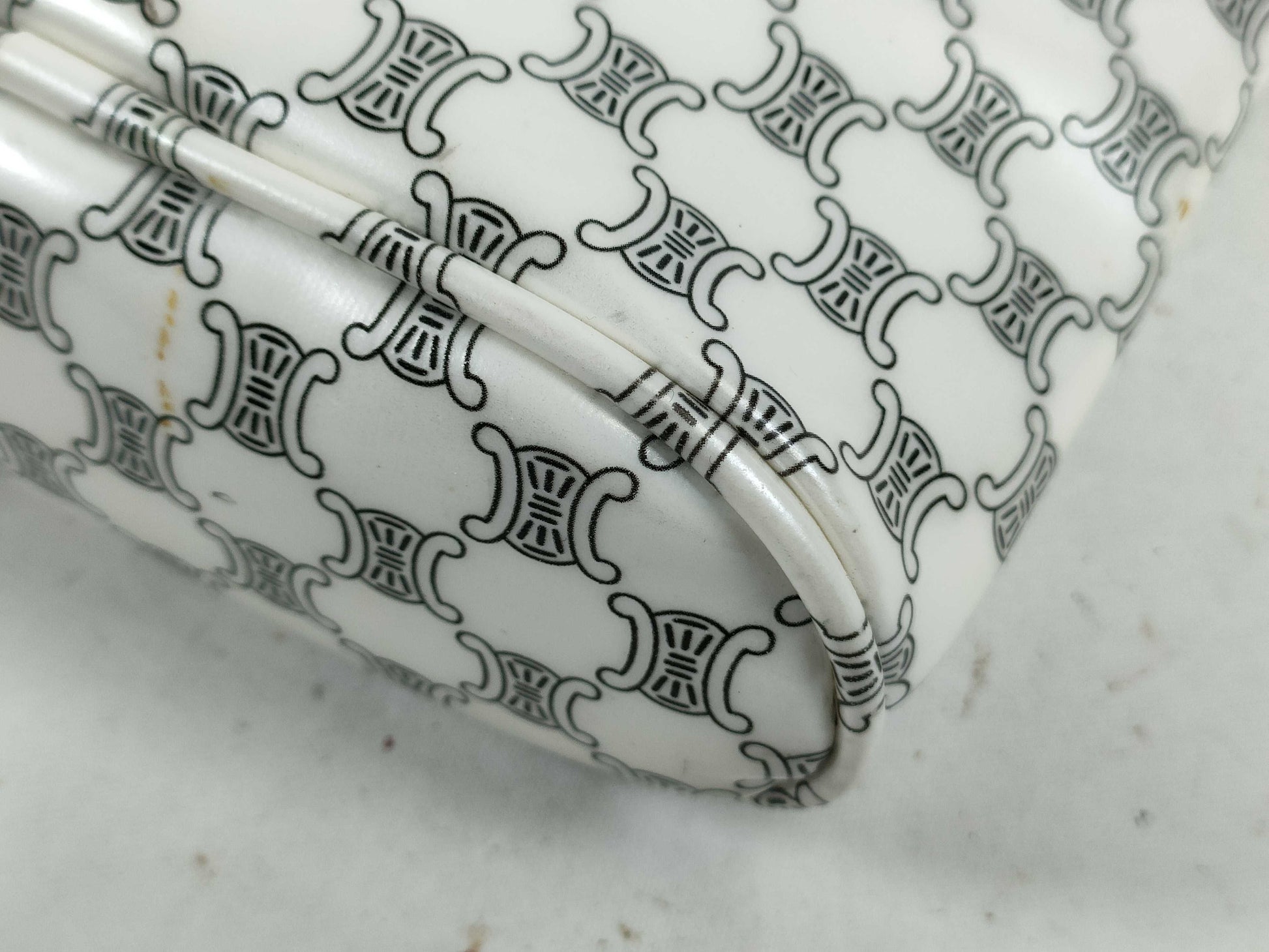 CELINE Patent Mini Handbag, White/Black