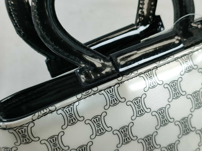 CELINE Patent Mini Handbag, White/Black