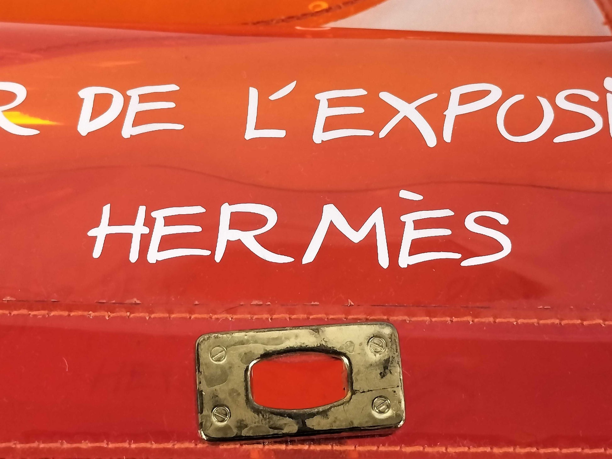 HERMES Vinyl Kelly PVC Tote Bag Orange Tote Bag