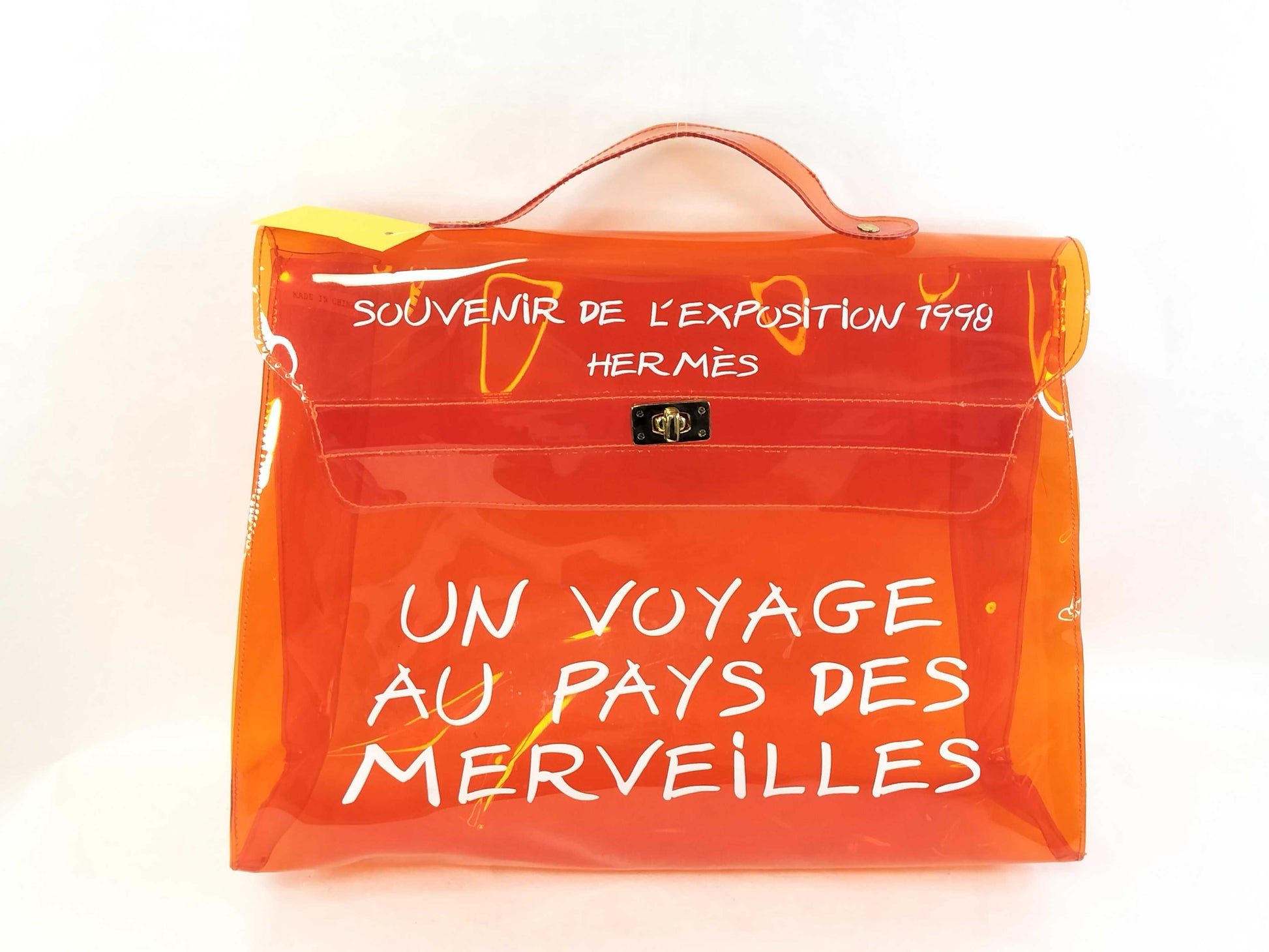 HERMES Vinyl Kelly PVC Tote Bag Orange Tote Bag