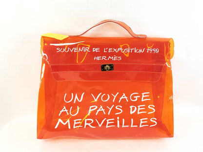 HERMES Vinyl Kelly PVC Tote Bag Orange Tote Bag